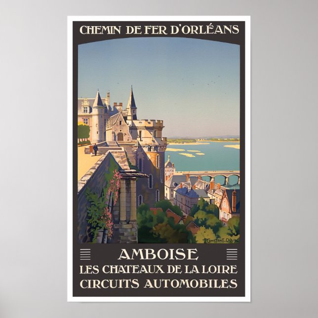 Póster Poster de viajes vintage de Amboise France (Frente)