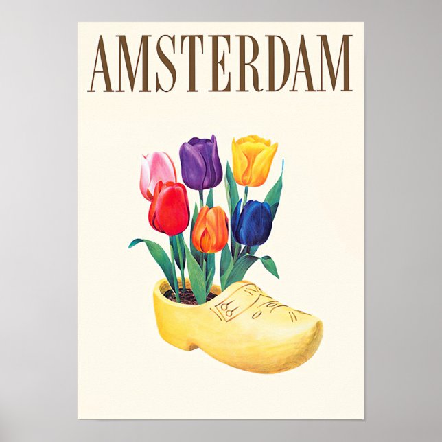 Póster Poster de viajes vintage de Amsterdam Holland (Frente)