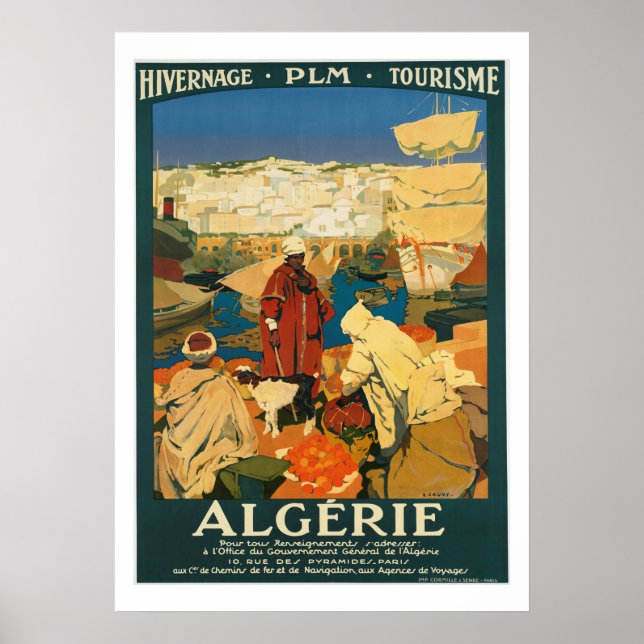 Póster Poster de Viajes Vintage de Argelia (Frente)