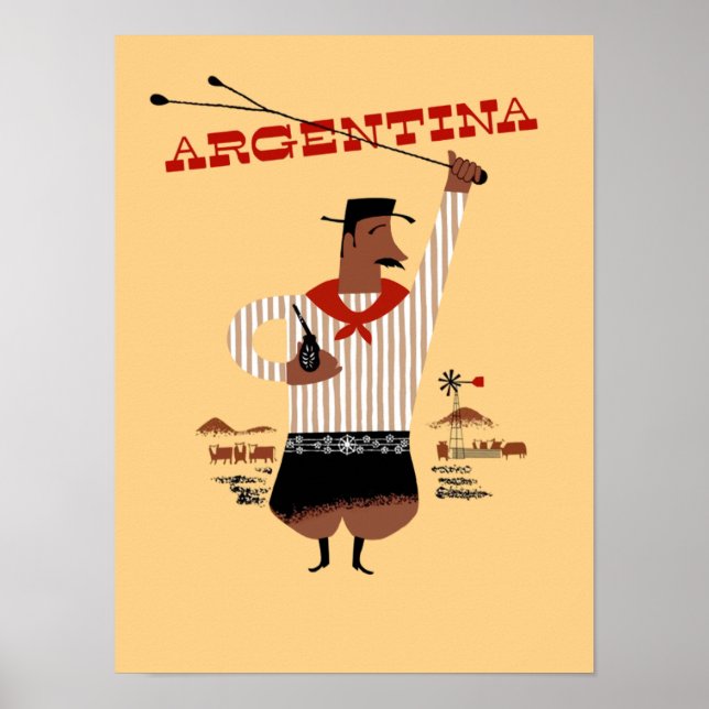 Póster Poster de viajes vintage de Argentina (Frente)