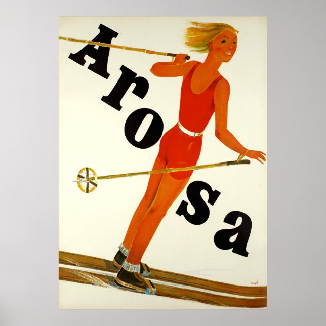 Póster Poster de Viajes Vintage de Arosa Suiza (Frente)