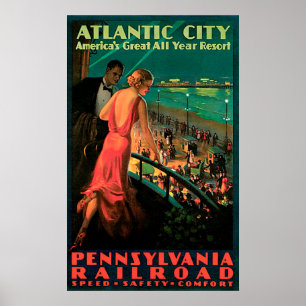 Póster Poster de Viajes Vintage de Atlantic City New Jers
