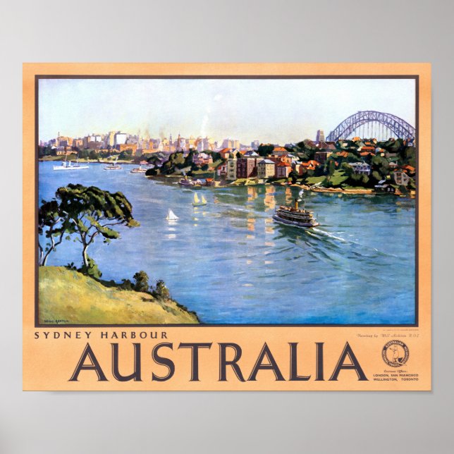 Póster Poster de Viajes Vintage de Australia Sydney (Frente)