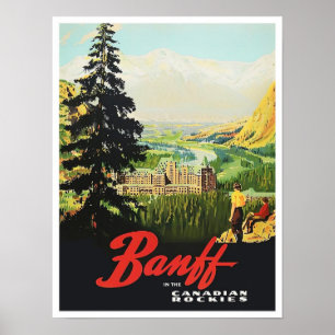 Póster Poster de viajes vintage de Banff Canada