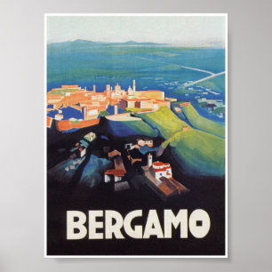 Póster Poster de Viajes Vintage de Bérgamo Italia