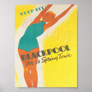 Póster Poster de Viajes Vintage de Blackpool England