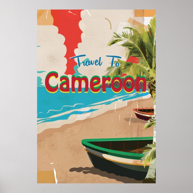 Póster Poster de viajes vintage de Camerún (Frente)