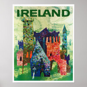 Póster Poster de Viajes Vintage de Castillos de Irlanda