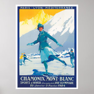 Póster Poster de viajes vintage de Chamonix France