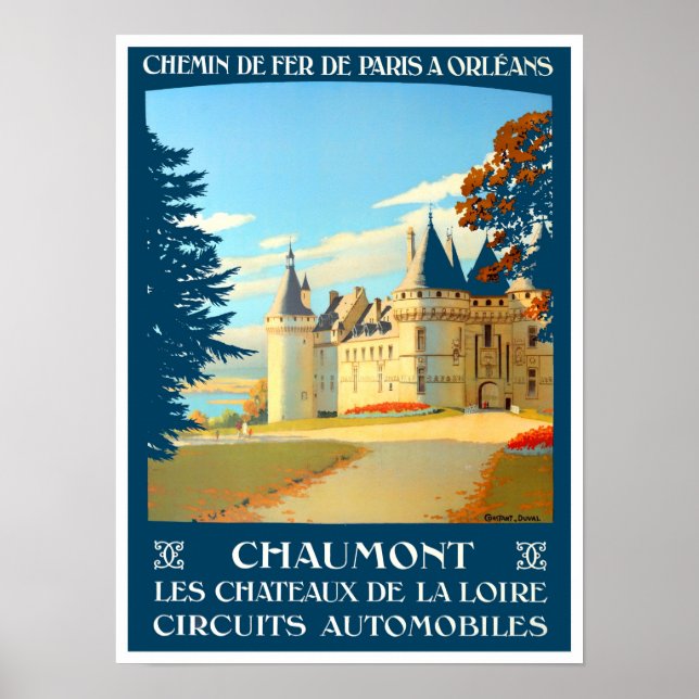 Póster Poster de viajes vintage de Chaumont France (Frente)