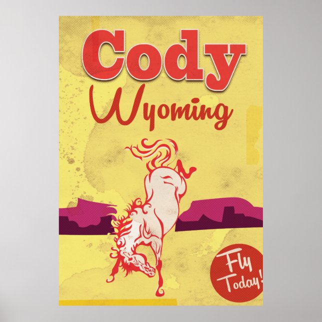 Póster Poster de viajes vintage de Cody Wyoming (Frente)