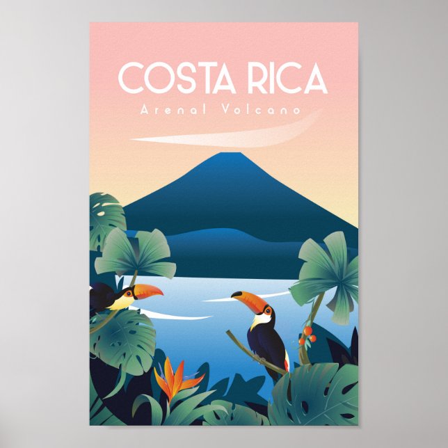 Póster Poster de viajes vintage de Costa Rica (Frente)