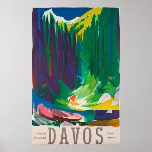 Póster Poster de Viajes Vintage de Davos Suiza