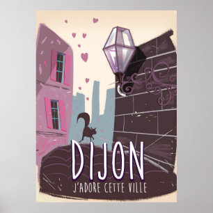 Póster Poster de viajes vintage de Dijon France