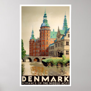 Póster Poster de viajes vintage de Dinamarca
