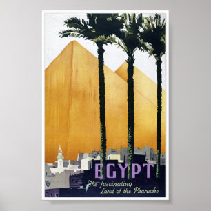Póster Poster de viajes vintage de Egipto restaurado