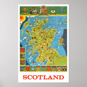 Póster Poster de viajes vintage de Escocia