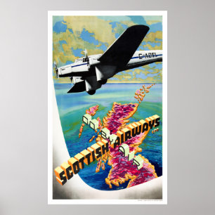 Póster Poster de Viajes Vintage de Escocia restaurado