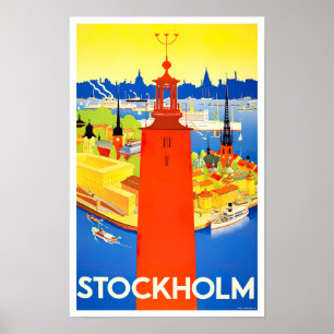 Póster Poster de viajes vintage de Estocolmo