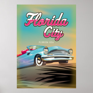 Póster Poster de viajes Vintage de Florida City