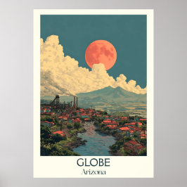Póster Poster de Viajes Vintage de Globe Arizona | Minerí