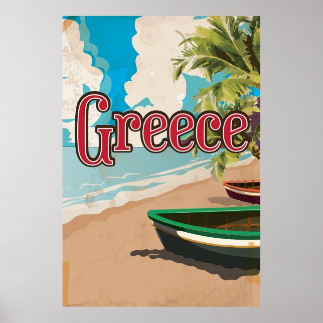 Póster Poster de viajes vintage de Grecia (Frente)
