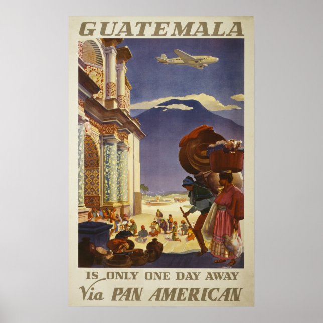 Póster Poster De Viajes Vintage De Guatemala (Frente)