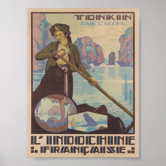 Póster Poster de Viajes Vintage de Indochina (Frente)