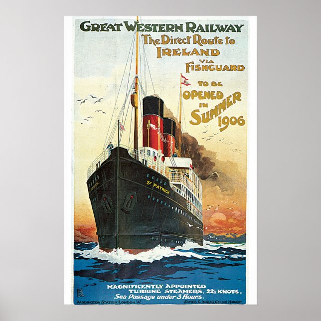 Póster Poster de Viajes Vintage de Irlanda (Frente)