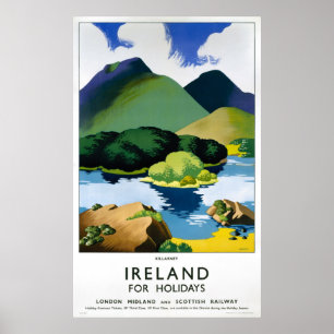 Póster Poster de Viajes Vintage de Irlanda restaurado