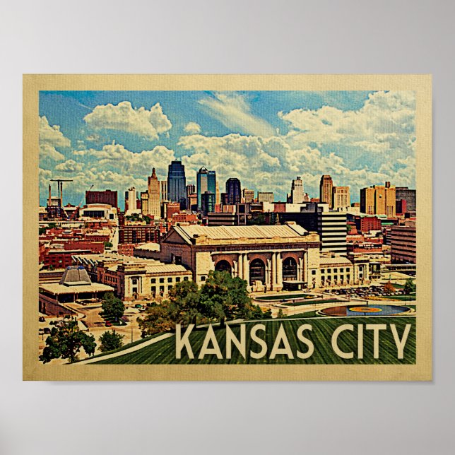 Póster Poster de Viajes Vintage de Kansas City (Frente)