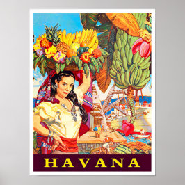 Póster Poster de viajes vintage de La Habana Cuba