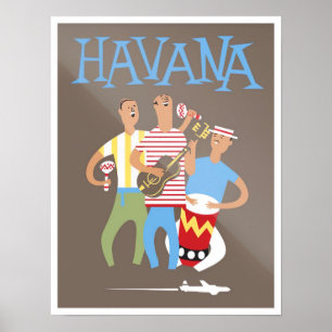 Póster Poster de viajes vintage de La Habana Cuba