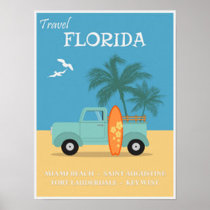 Póster Poster de Viajes Vintage de las Playas de Florida