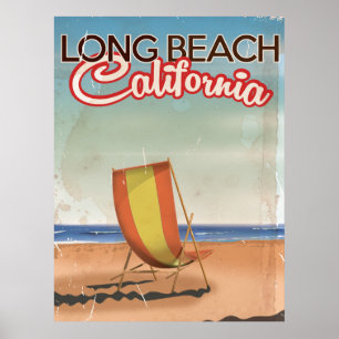 Póster Poster de viajes vintage de Long Beach California
