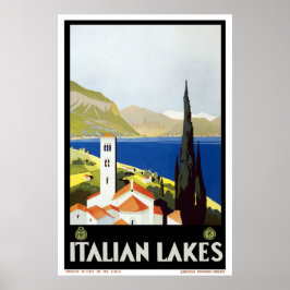 Póster poster de Viajes Vintage de los "Lagos Italianos"