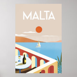 Póster Poster de viajes vintage de Malta