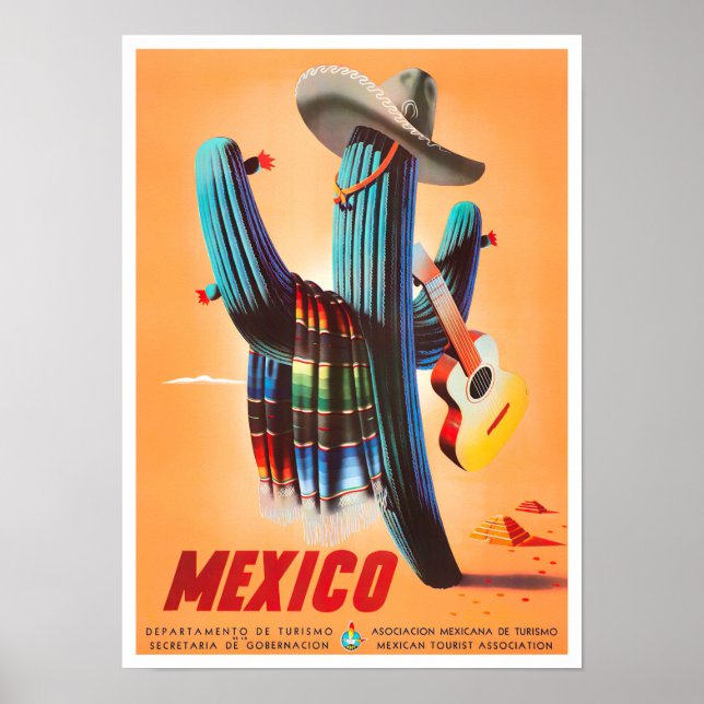 Póster Poster de viajes vintage de México (Frente)