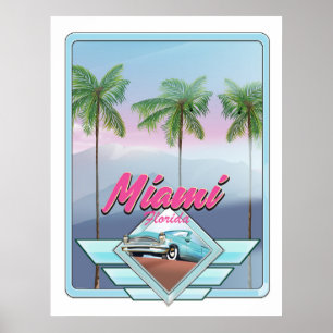 Póster Poster de viajes Vintage de Miami Florida