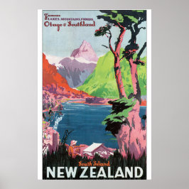 Póster Poster de Viajes Vintage de Nueva Zelanda