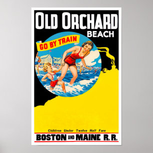 Póster Poster de viajes vintage de Old Orchard Beach