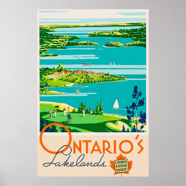 Póster Poster de Viajes Vintage de Ontario Canada (Frente)