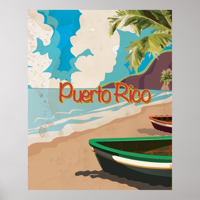 Póster Poster de Viajes Vintage de Puerto Rico (Frente)