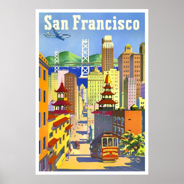 Póster Poster de viajes vintage de San Francisco (Frente)