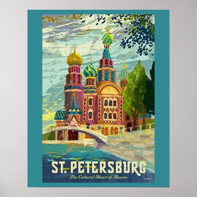 Póster Poster de Viajes Vintage de San Petersburgo (Frente)
