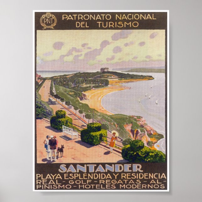 Póster Poster de Viajes Vintage de Santander España (Frente)