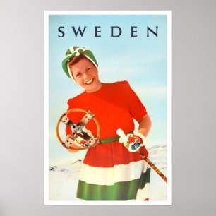 Póster Poster de viajes vintage de Suecia