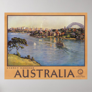 Póster Poster de Viajes Vintage de Sydney Harbour Austral