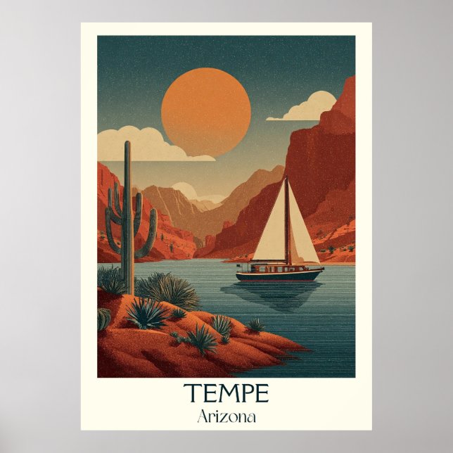 Póster Poster de Viajes Vintage de Tempe Arizona (Frente)