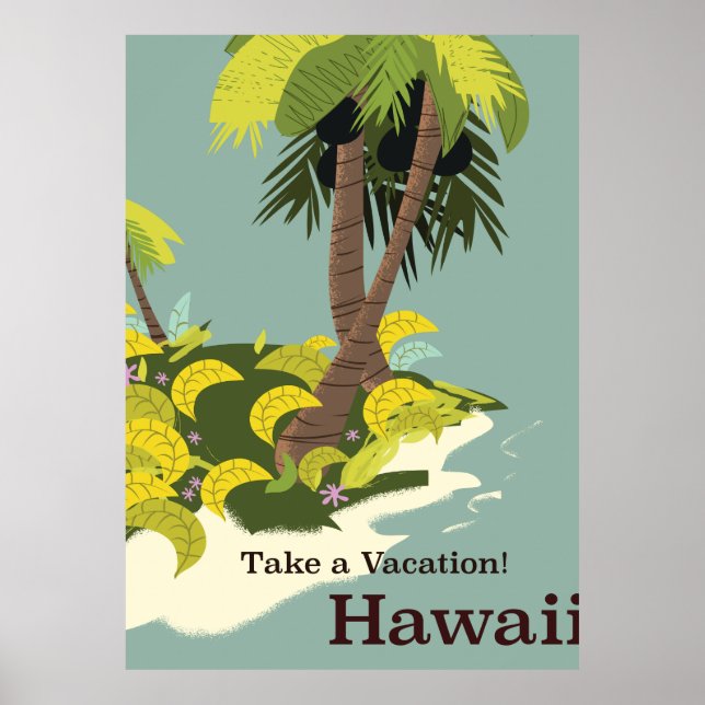 Póster Poster de viajes Vintage de Vacation Hawaii (Frente)